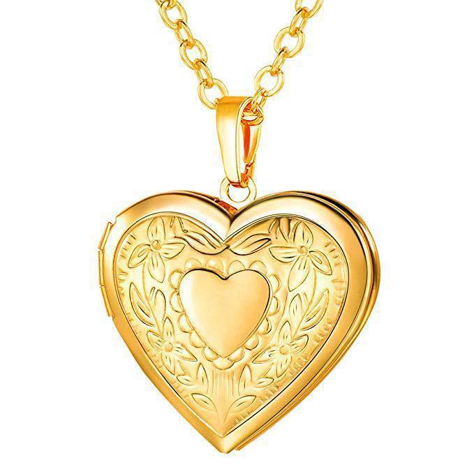 Fashion Commuter Women's Pattern Heart-shaped Photo Box Pendant Necklace