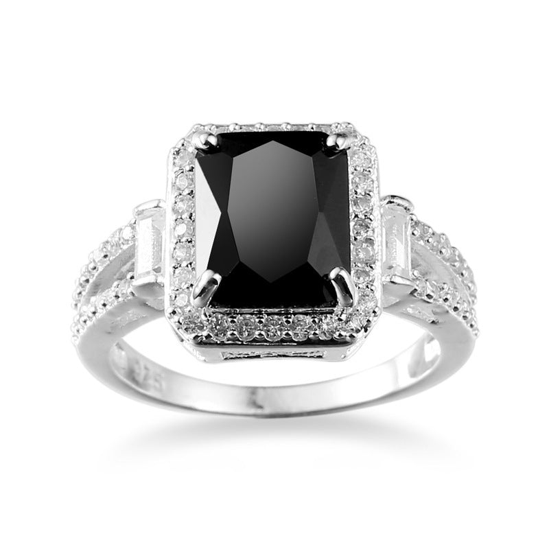 Europe And America Creative Couple Fashion Black Zircon Ring