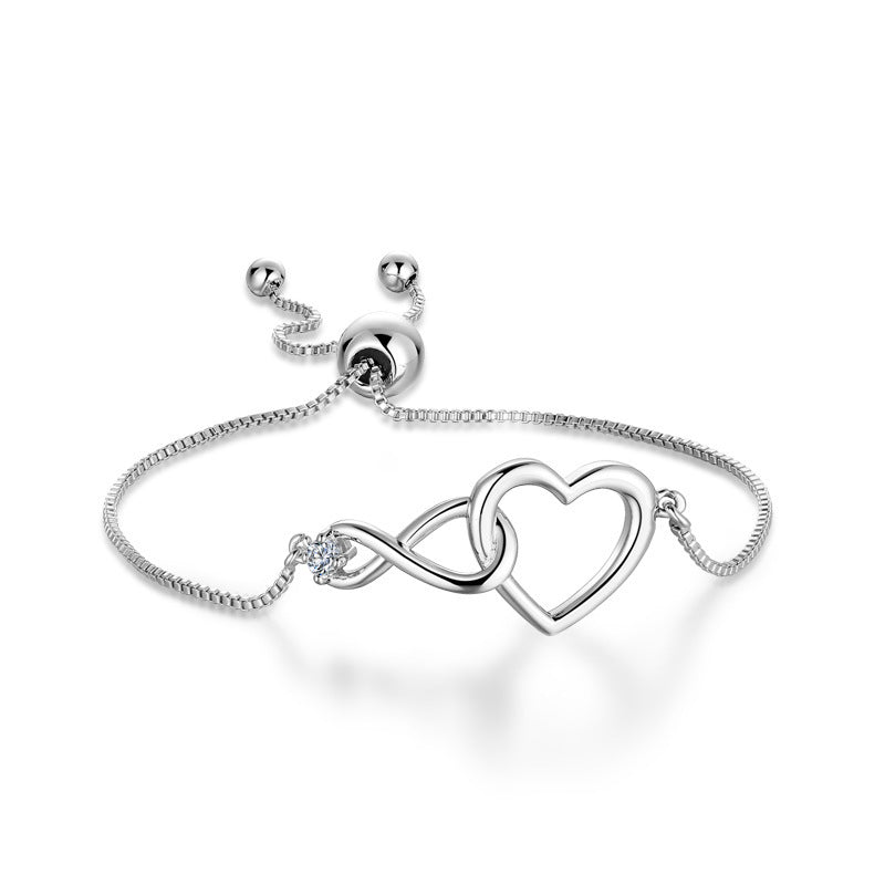 Classic Heart-shaped Zircon Eternal Bracelet Women's Unlimited Love Eight Words