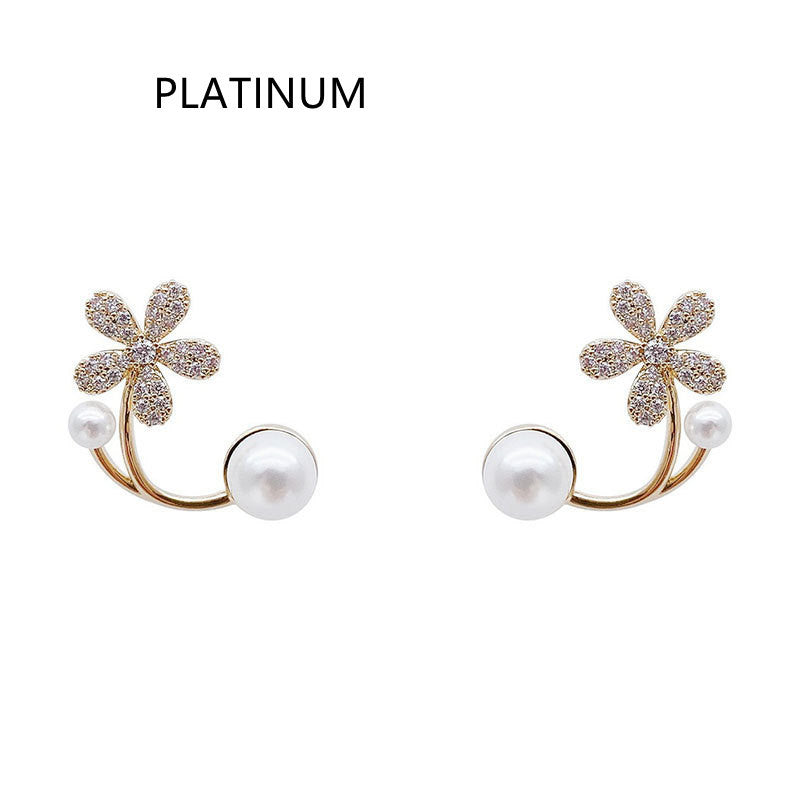 S925 Sterling Silver Pearl Flower Earrings