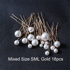 Pearl Hair Fork Clip Insert Needle Alloy Round Bead Headdress