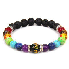 Natural Volcanic Stone Bracelet Seven Chakra Yoga Energy