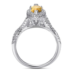 Personalized Horse Eye Shape Citrine Zircon Temperament Ring Row Diamond Ring