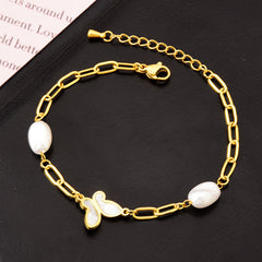 Fashion Irregular White Shell Star Moon Titanium Steel Bracelet