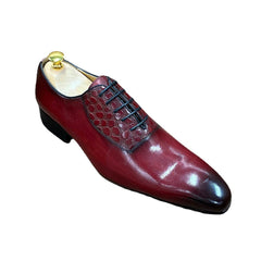 Leather Lace Pointed Oxford Shoes Handmade Business Casual