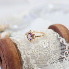 Silver Crown Bubble Amethyst Lace Women's Ring