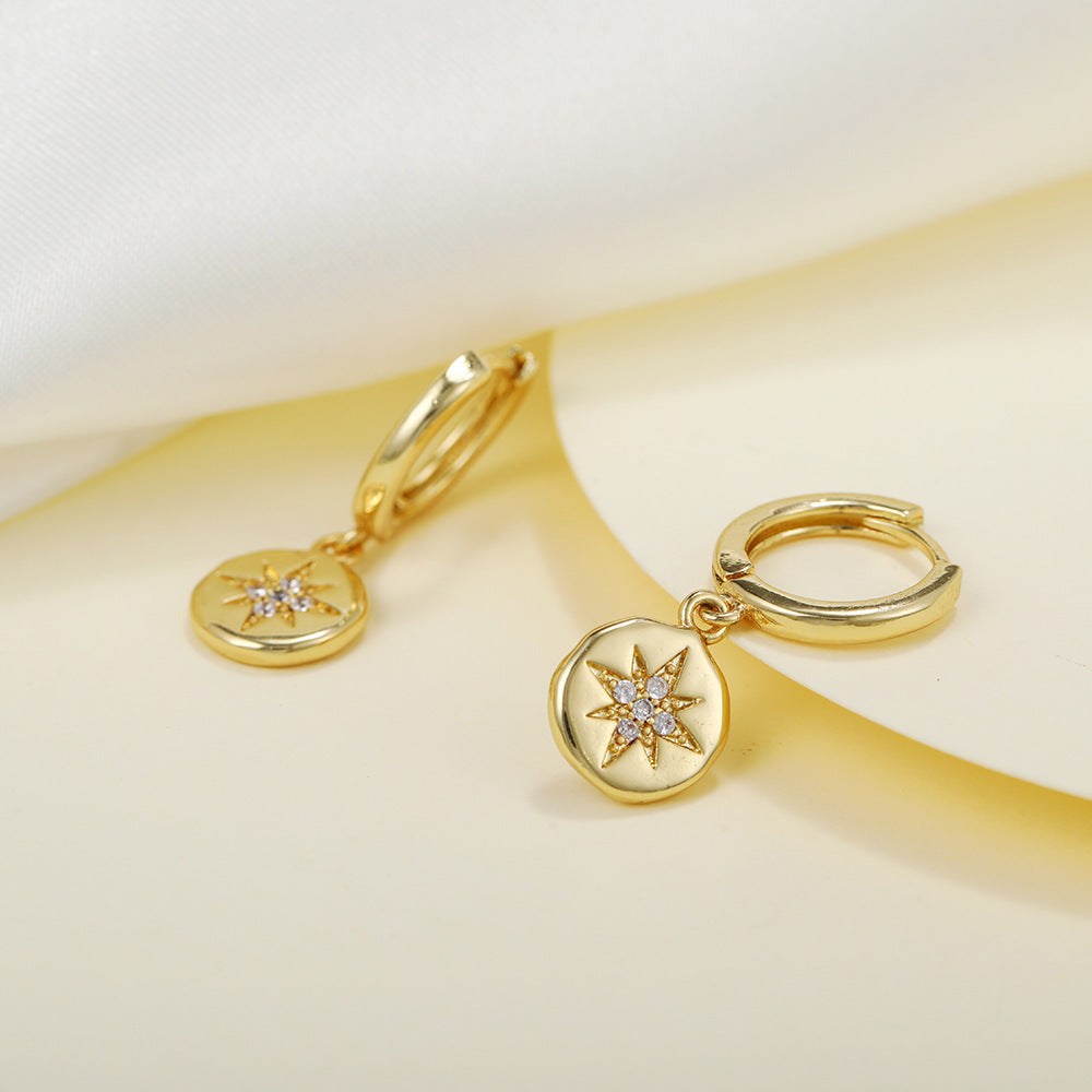 Gold Preserving Color Jewelry Micro Inlaid Starry Sky Element Stud Earrings