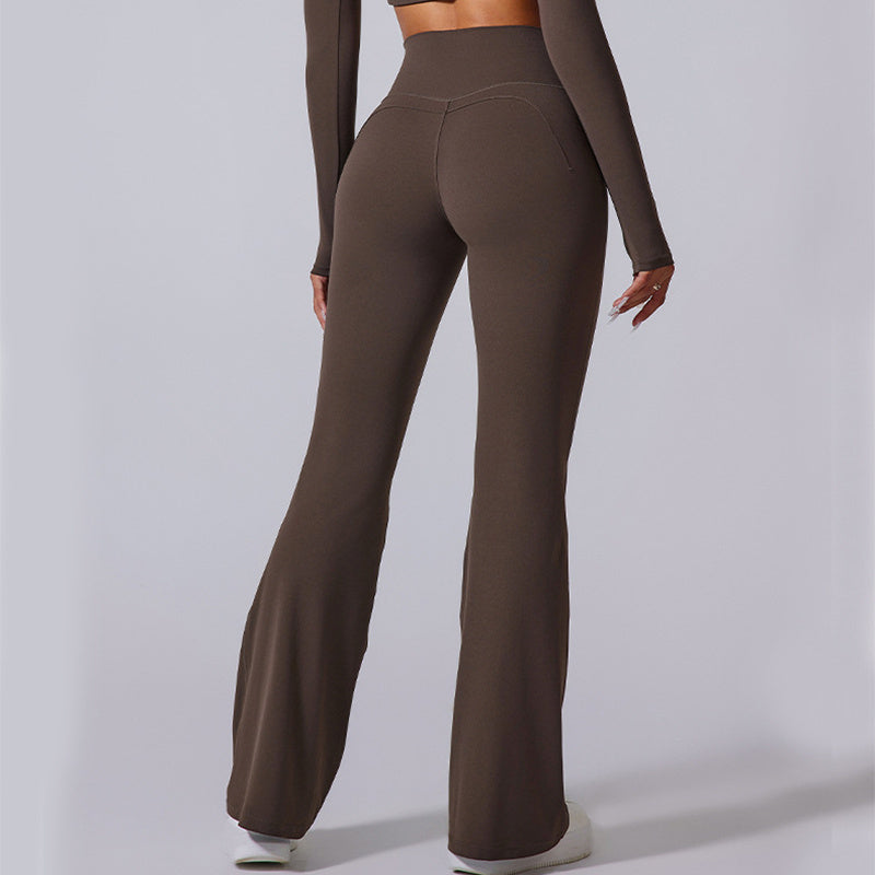 Women's Yoga High Waist Slim Trousers Pants brown