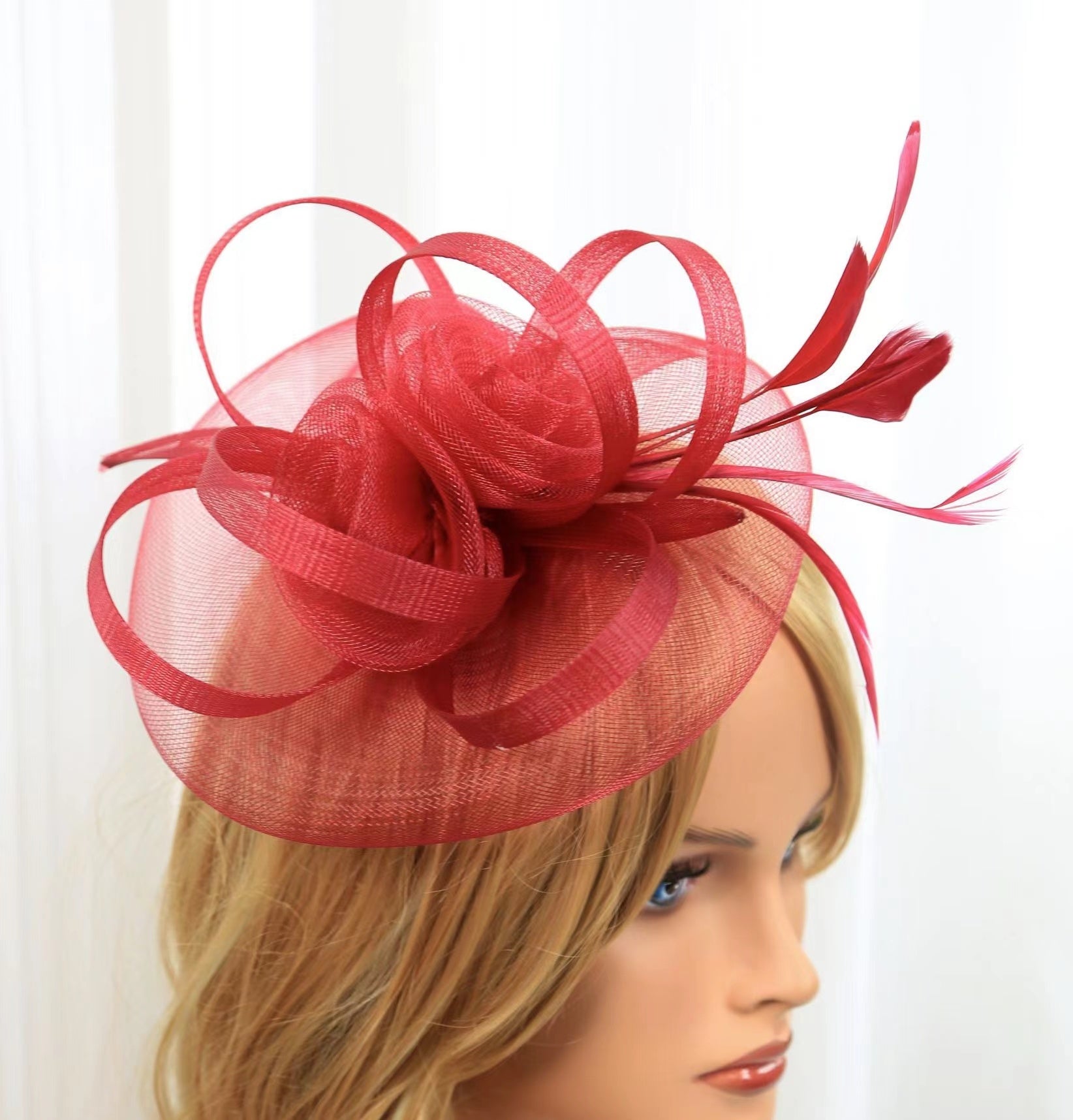 European And American Jockey Club Headdress Billycock Feather Top Hat Mesh Hat Bridal Headdress Flower Ball Party Hair Accessories