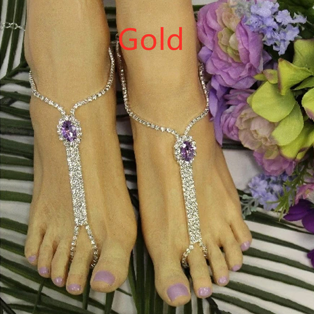 Fashion Personality Multilayer Rhinestone Link Anklet