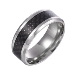 New Stainless Steel Men's Carbon Fiber Ring