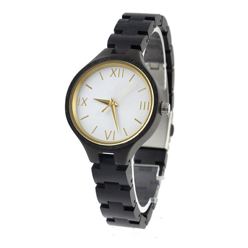 Folding Clasp High Quality All Wood Ebony Quartz Watch