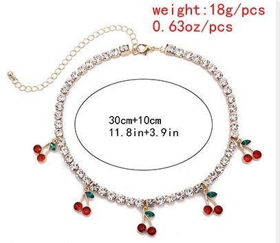 Fashion Sweet Geometric Small Cherry Pendant Necklace Women