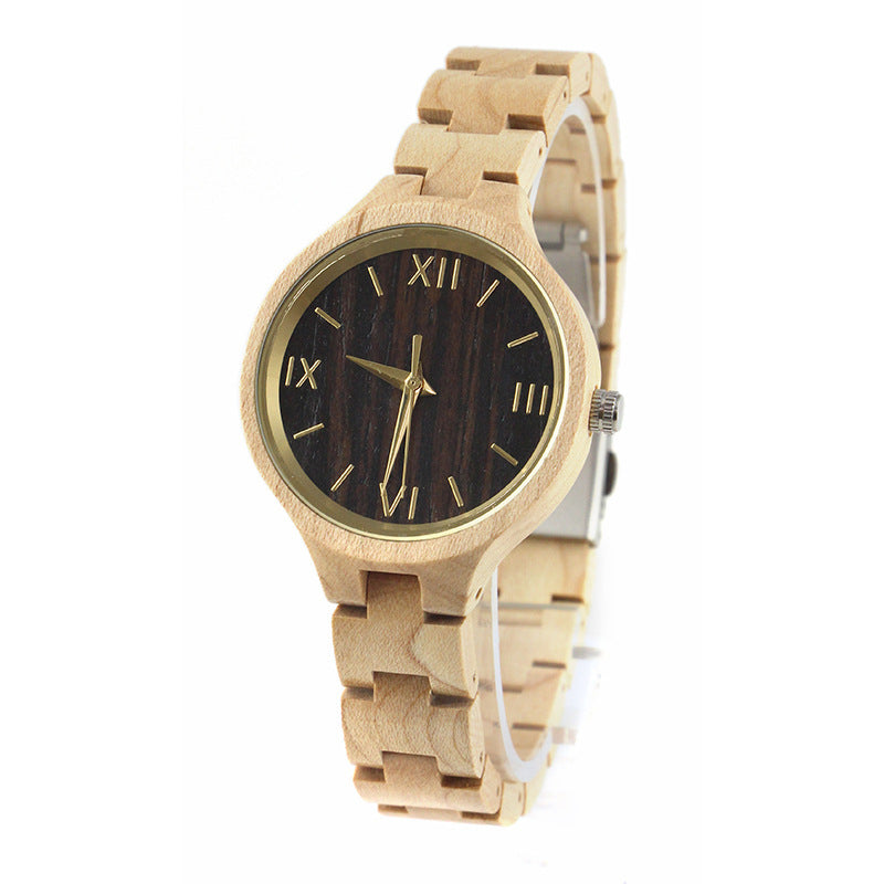 Folding Clasp High Quality All Wood Ebony Quartz Watch