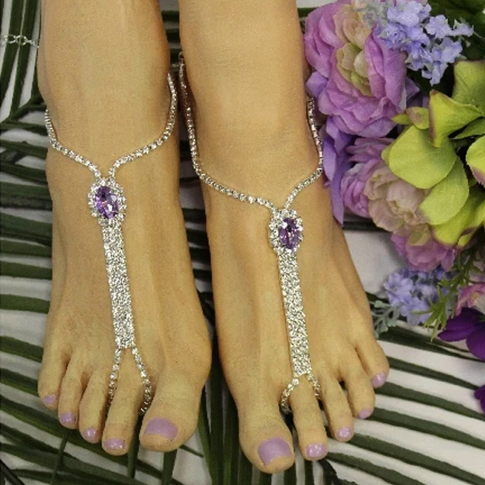 Fashion Personality Multilayer Rhinestone Link Anklet