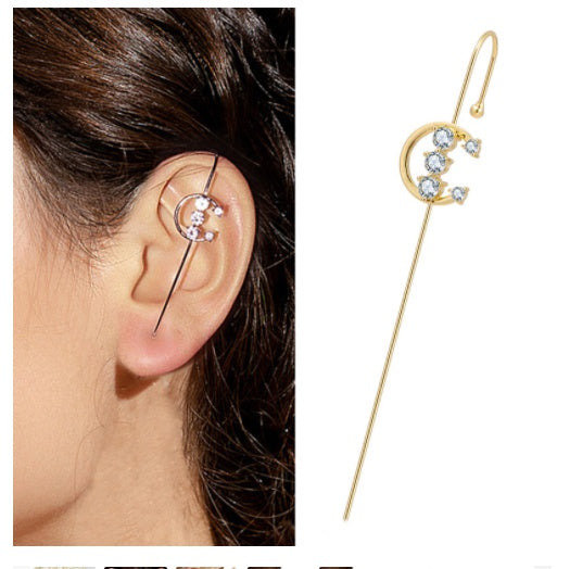 Bronze And Diamond-plated Real Gold Pierced Women's Lightning Earrings