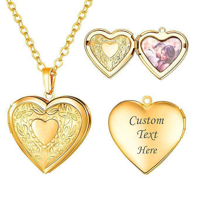 Fashion Commuter Women's Pattern Heart-shaped Photo Box Pendant Necklace