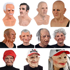 Halloween Granny Mask Latex Headgear Wig Mask