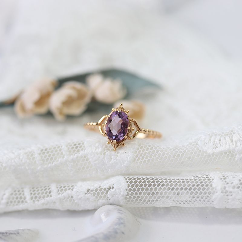 Silver Crown Bubble Amethyst Lace Women's Ring