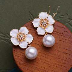 French Retro Earrings And Camellia Fashion