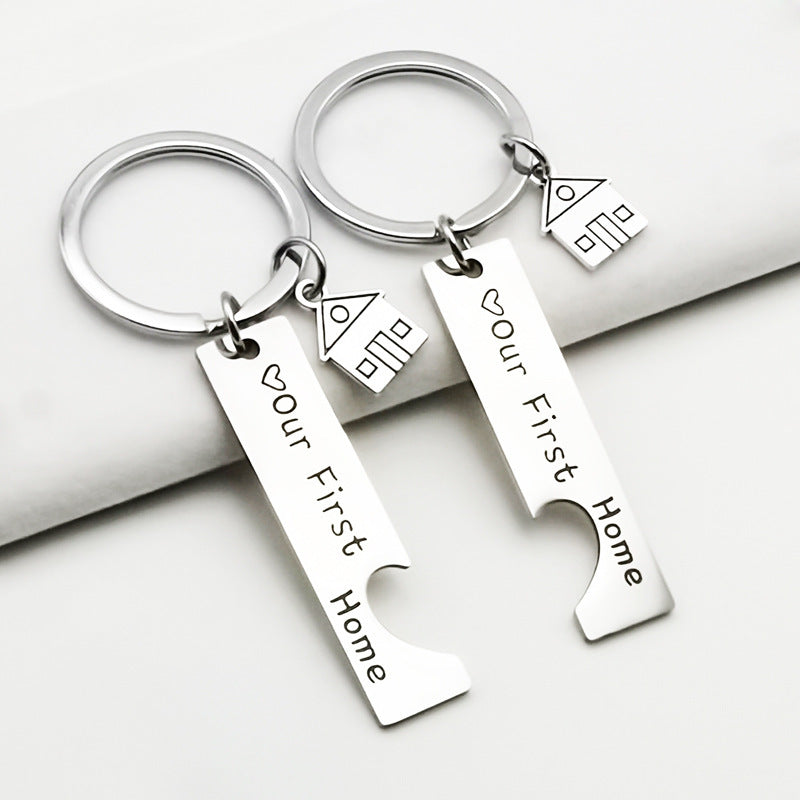 Stainless Steel Titanium Steel Keychain Pendant Housewarming New Home Gift Pendant