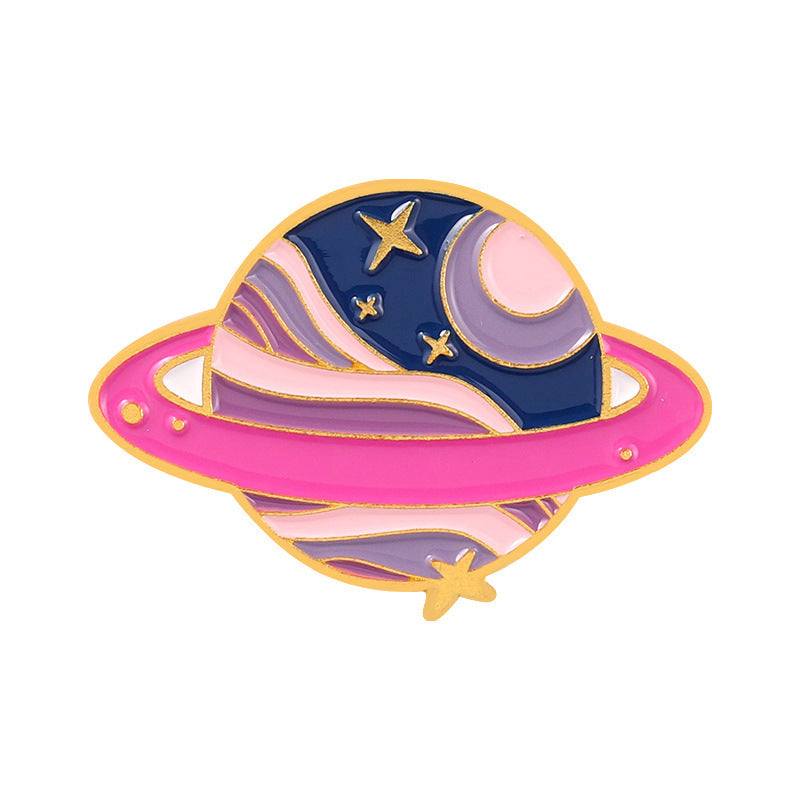 Space Alloy Brooch Planet Enamel Badge