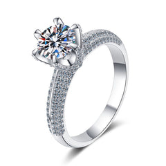 S925 Pure Silver Platinum Plated Moissanite Ring