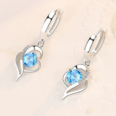 Long Fashion New Tide Heart-shaped Earrings White Copper Jewelry