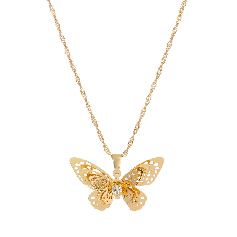 Ladies Short Clavicle Chain New Diamond Butterfly Necklace