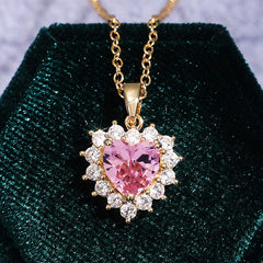 New Simple Diamond Heart Zircon Necklace