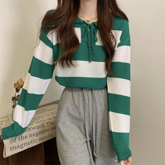 Autumn Striped Collar Knit Sweater