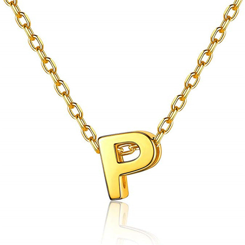 Gold 26 Letter Pendant Necklace European And American Simple