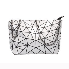 PU Geometric Diamond Lattice Single Shoulder Chain Bag For Women