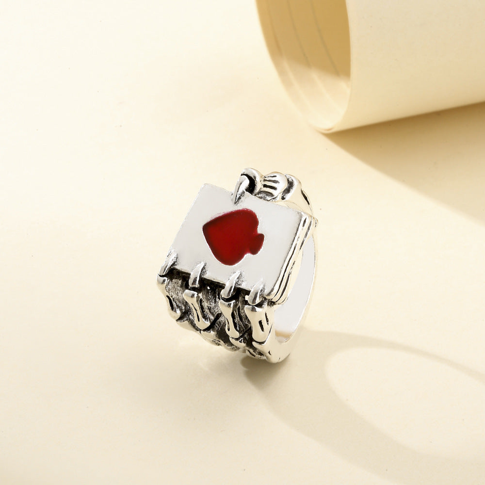 Metal Playing Card Hearts And Spades Ring