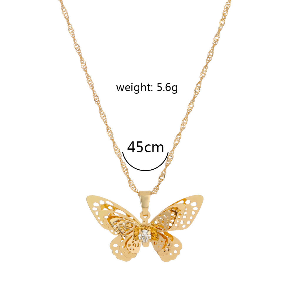 Ladies Short Clavicle Chain New Diamond Butterfly Necklace