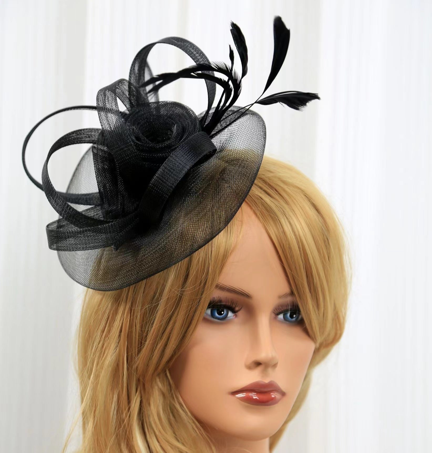 European And American Jockey Club Headdress Billycock Feather Top Hat Mesh Hat Bridal Headdress Flower Ball Party Hair Accessories