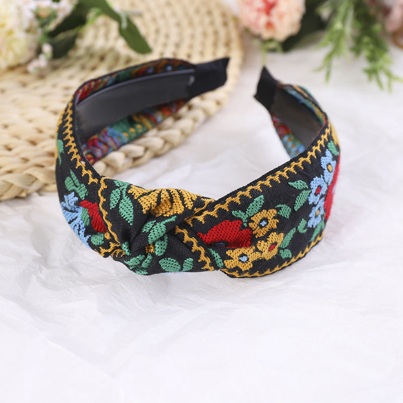 Headband Ethnic Style Embroidered Flower Headband Ladies