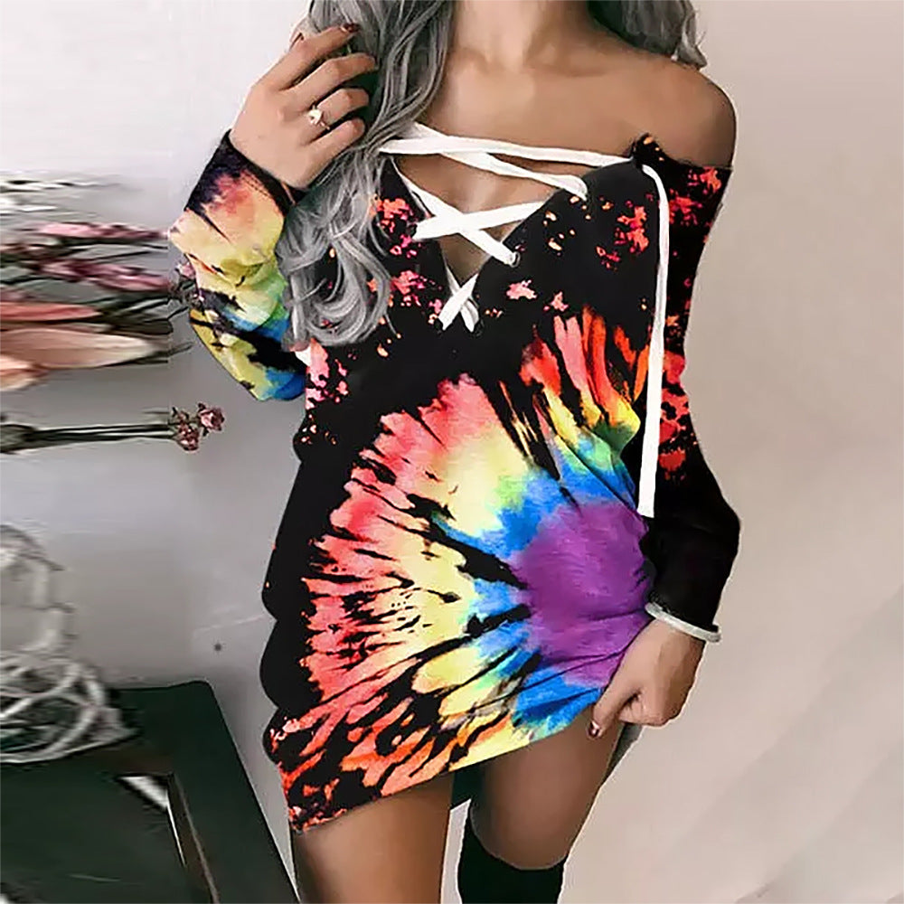 Halloween Long-Sleeved V-Neck Hipster Dress