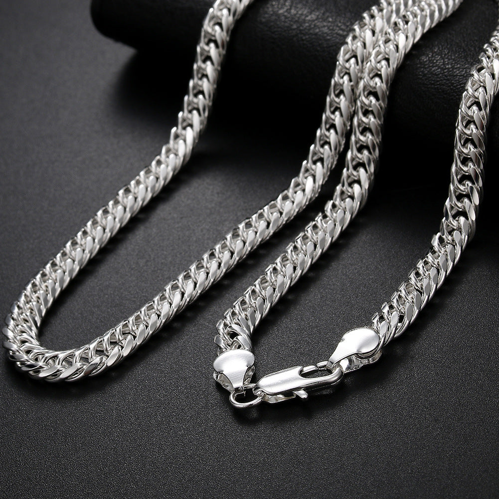 European And American Silver Plated 925 Fashion 6MM Necklace