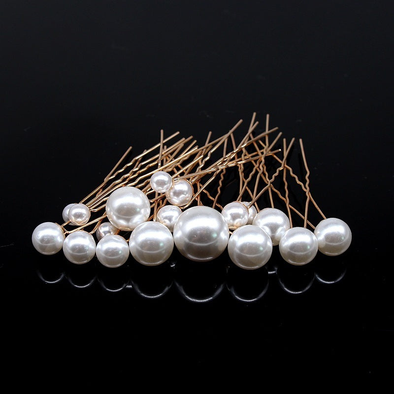 Pearl Hair Fork Clip Insert Needle Alloy Round Bead Headdress