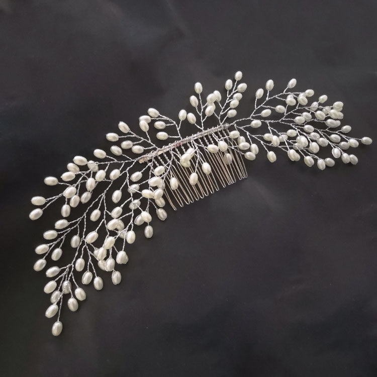 European And American Handmade Bride Pearl Hair Comb Bride Wedding Dress Dress Hair Accessories New Head Fork