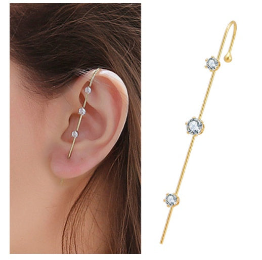 Bronze And Diamond-plated Real Gold Pierced Women's Lightning Earrings