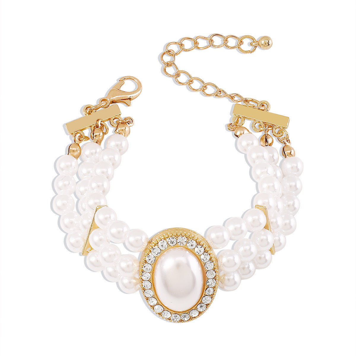 Classic Style Elegant Rich Elegant Bracelet Pearl Rhinestone Resin Beaded