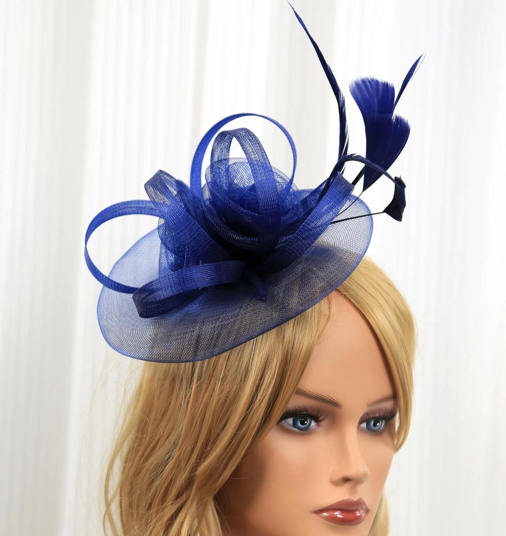 European And American Jockey Club Headdress Billycock Feather Top Hat Mesh Hat Bridal Headdress Flower Ball Party Hair Accessories