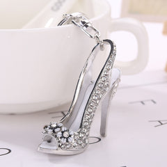 Fashion Diamond-studded High Heels Shape Keychain