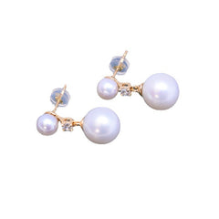 Fresh Water 6-11mm White Perfect Circle Strong Light Double Pearl Stud Earrings