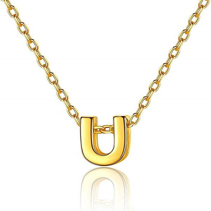 Gold 26 Letter Pendant Necklace European And American Simple