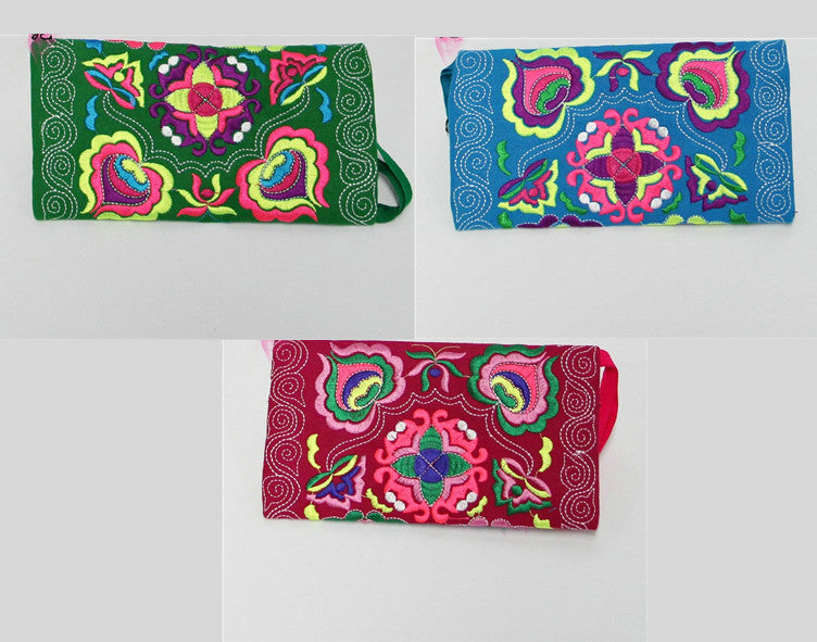 Women Ethnic Handmade Embroidered Wristlet Clutch Bag Vintage Purse Wallet