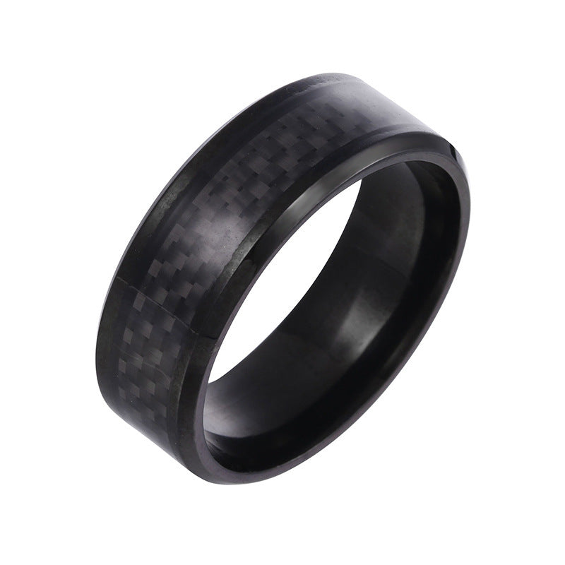 New Stainless Steel Men's Carbon Fiber Ring