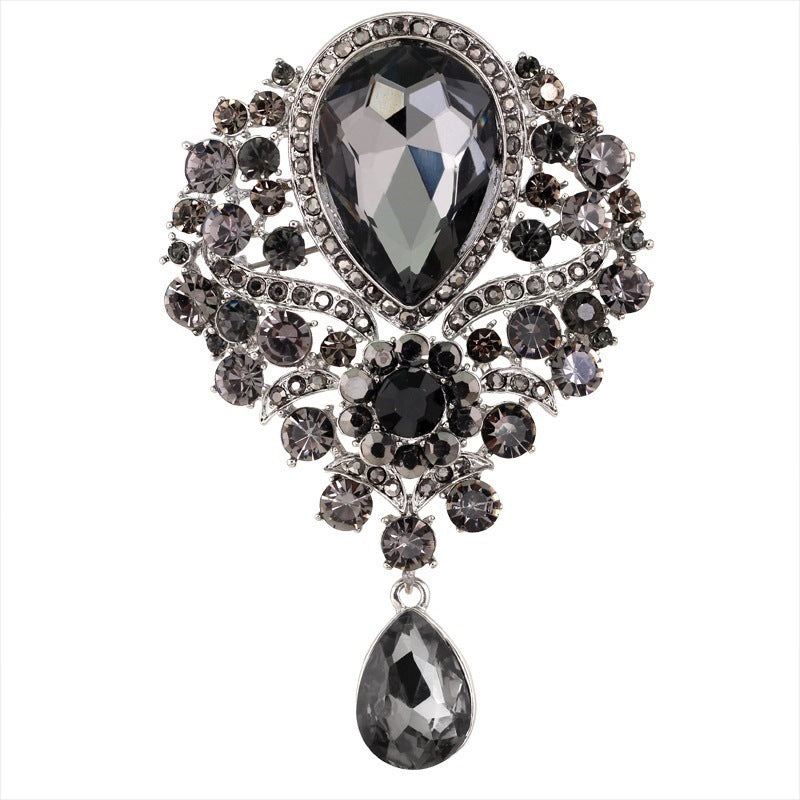 Heavy Industry Glass Drop Brooch Fashion